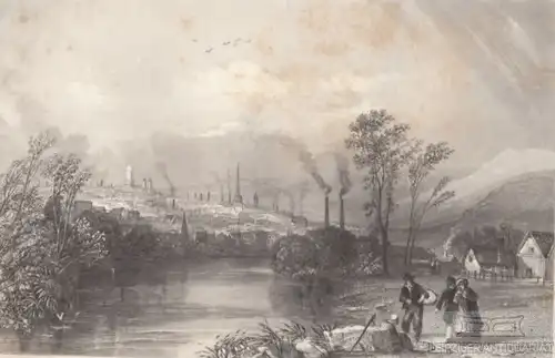 Sheffield. aus Meyers Universum, Stahlstich. Kunstgrafik, 1850, gebraucht, gut