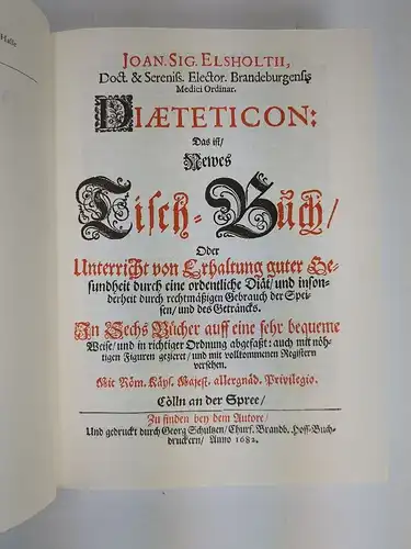 Buch: Diaeteticon, Elsholtz, Johann Sigismund. 1984, Edition Leipzig