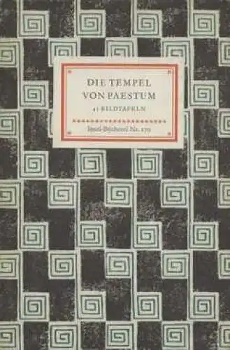 Insel-Bücherei 170, Die Tempel von Paestum, Lamb, Carl. 1962, Insel-Verlag