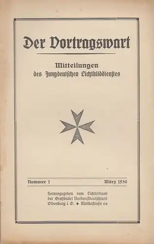 Buch: Der Vortragswart - Mitteilungen des Jungdeutschen... Behrens, Dr. H. 1930