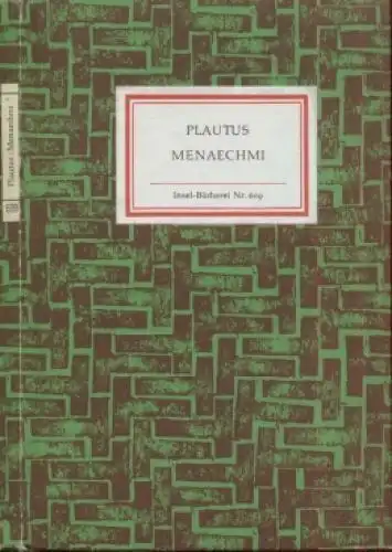 Insel-Bücherei 609, Menaechmi, Plautus. 1977, Insel-Verlag, Eine Komödie