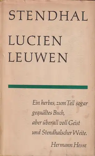 Buch: Lucien Leuwen, Stendhal, 1968, Rütten & Loening, Gesammelte Werke