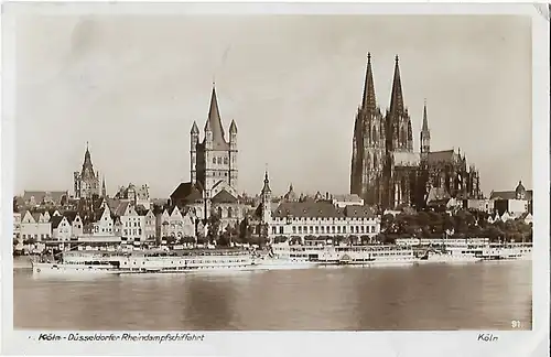 AK Köln. Düsseldorfer Rheindampfschiffahrt. ca. 1933, Postkarte. Serien Nr