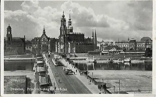 AK Dresden. Friedrich August Brücke. ca. 1939, Postkarte. Serien Nr, ca. 1939