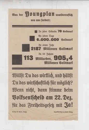 Flugblatt: Was der Youngplan unwiderruflich von uns fordert:, anonym, 1929, gut