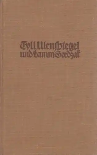 Buch: Tyll Ulenspiegel und Lamm Goedzak, Coster, Charles de. 1936