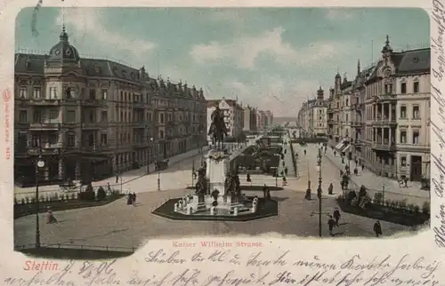 AK Stettin. Kaiser Wilhelm Strasse. Litho ca. 1906, Postkarte. Ca. 1906