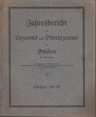 Buch: Jahresbericht des Lyzeums und Oberlyzeums zu Gnadau bei Magdeburg, Hafa