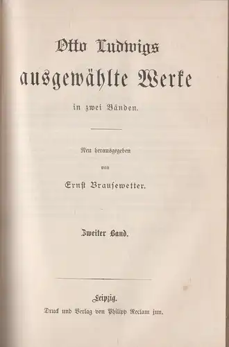 Buch: Ausgewählte Werke in zwei Bänden, Ludwig, Otto. 2 in 1 Bände, Reclam