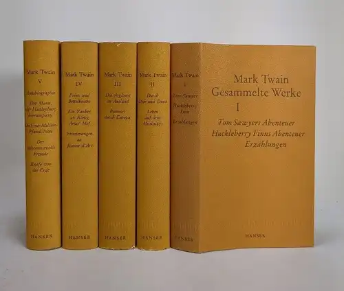 Buch: Mark Twain - Gesammelte Werke in fünf Bänden, 1976, Hanser Verlag, 5 Bände