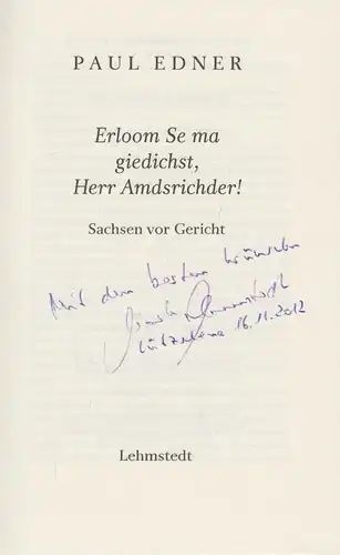 Buch: Erloom Se ma giedichst, Herr Amdsrichder!, Edner, Paul, 2010, Lehmstedt