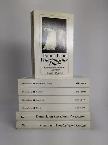 7 Bücher Donna Leon, Commissario Brunetti, Diogenes Taschenbücher, Konvolut