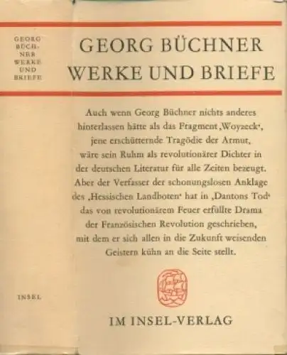 Buch: Werke und Briefe, Büchner, Georg. 1967, Insel Verlag, Gesamtausgabe