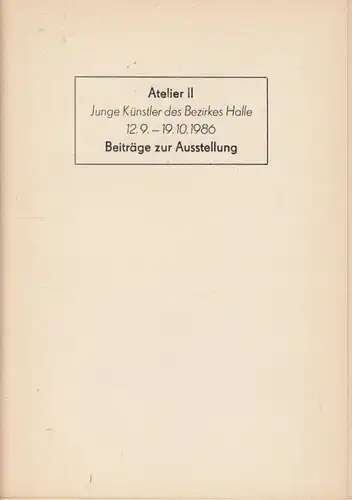 Buch: Atelier II, Sehrt, Hans-Georg. 1986, Druck und Buch, gebraucht, gut