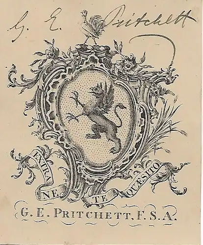 Original Kupferstich-Wappen: Heraldik - G. E. Pritchett, F.S.A., gebraucht, gut