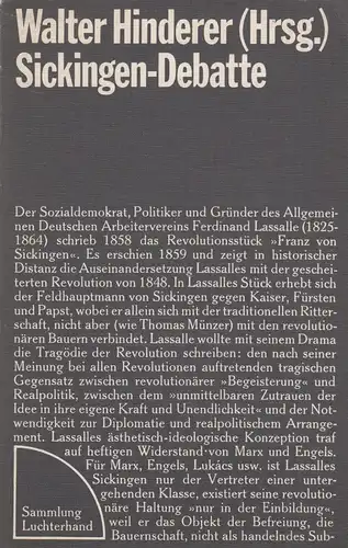 Buch: Sickingen-Debatte. Hinderer, Walter (Hrsg.), 1974, Sammlung Luchterhand