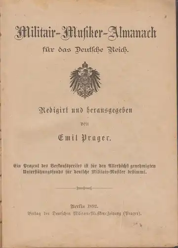 Buch: Militair-Musiker-Almanach für das Deutsche Reich, Prager, 1892, Berlin