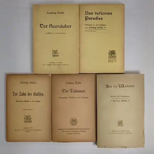5 Bücher Ludwig Fulda, Cotta, 1987 ff., Seeräuber, Paradies, Talisman, Werkstatt