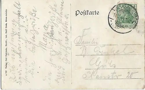 AK Groß-Auheim. Totalansicht. ca. 1915, Postkarte. Serien Nr, ca. 1915