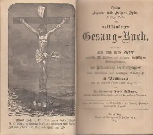 Buch: Gesang-Buch, Bollhagen, Laurentius David. 1872, Verlag F. Hessenland