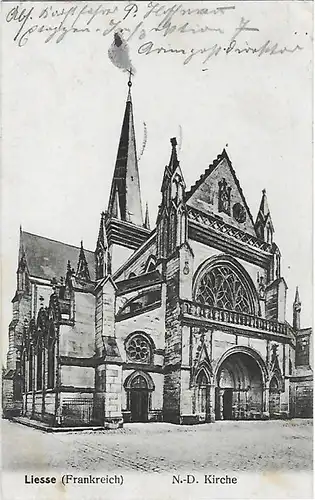 AK Liesse (Frankreich).N.-D. Kirche. ca. 1915, Postkarte. Ca. 1915