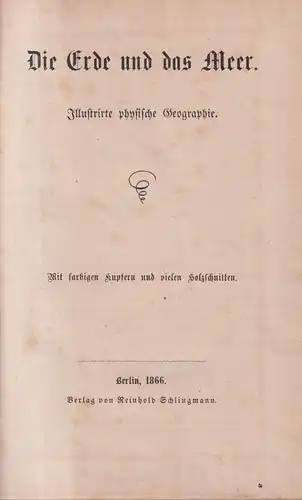 Buch: Die Erde und das Meer. Figuier, Louis, 1866, Reinhold Schlingmann Verlag