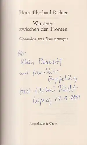 Buch: Wanderer zwischen den Fronten. Richter, Horst-Eberhard, 2000, KiWi, sig.!