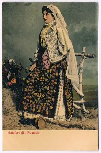 AK Salutari din Romania, No. 2424. Postkarte, gebraucht, gut, Frau in Tracht