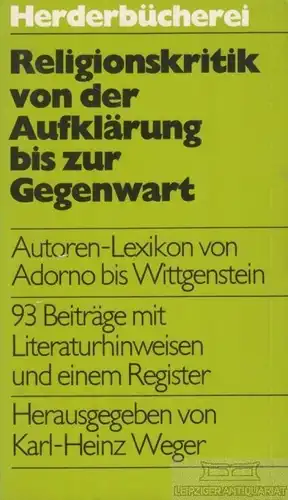 Buch: Religionskritik von der Aufklärung bis zur Gegenwart, Weger, Karl-Heinz