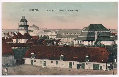 AK Leipzig. Rittergut Thonberg u. Ausstellung. Postkarte, Trinks & Co., Nr. 1012