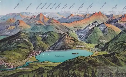 AK Panorama vom Schliersee. ca. 1927, Postkarte. Serien Nr, ca. 1927