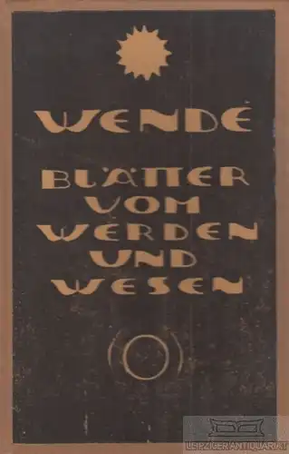 Wende. Heft 1-10, Jöde, Fritz. 1920, Freideutscher Jugendverlag, gebraucht, gut