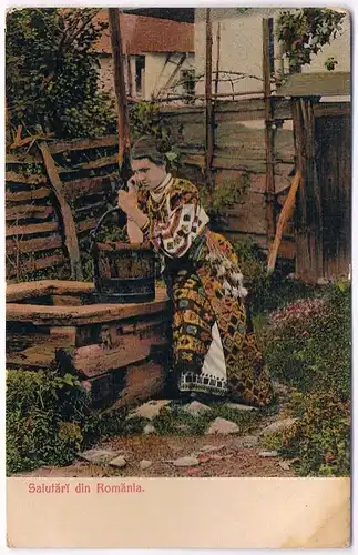 AK Salutari din Romania, No. 1485. Postkarte, gebraucht, gut, Frau in Tracht