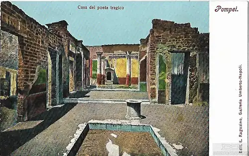 AK Pompei. Casa del poeta tragico. ca. 1913, Postkarte. Serien Nr, ca. 1913