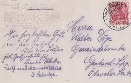 AK Gruß aus Kuhschnappel. Gasthof Kuhschnappel. ca. 1921, Postkarte. Serien Nr