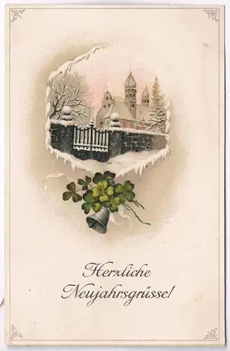 AK Herzliche Neujahrsgrüsse! Postkarte, ca. 1918, gebraucht, gut, gelaufen
