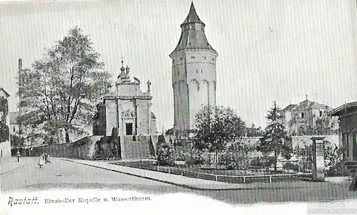 AK Raststatt. Einsiedler Kapelle u. Wasserthurm. ca. 1914, Postkarte. Ca. 1914