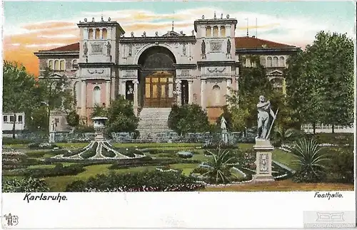 AK Karlsruhe. Festhalle. ca. 1907, Postkarte. Ca. 1907, gebraucht, gut
