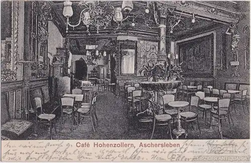 AK Cafe Hohenzollern. Aschersleben. ca. 1913, Postkarte. Serien Nr, ca. 1913