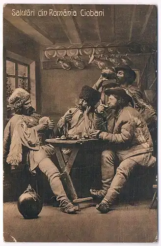 AK Salutari din Romania. Ciobani. Postkarte, ca. 1913, gebraucht, gut, gelaufen