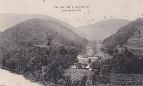 AK Aus Saalfelds Umgebung. Blick ins Gissratal. ca. 1908, Postkarte. Serien Nr