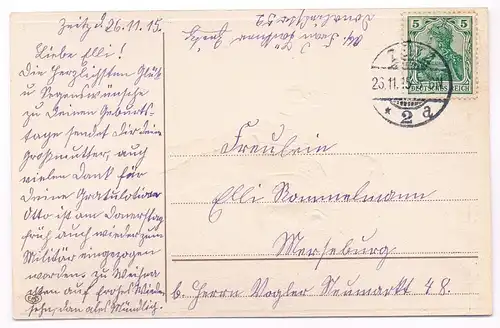 AK Herzlichen Glückwunsch zum Geburtstage. Postkarte, ca. 1915, gebraucht 314873