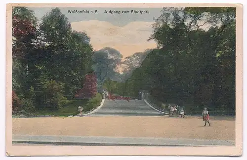 AK Weißenfels a. S. Aufgang zum Stadtpark. Postkarte, ca. 1931, gebraucht, gut