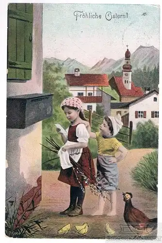 AK Föhliche Ostern, Postkarte. Osterkarte. Serie 1110, ca. 1909, gebraucht, gut