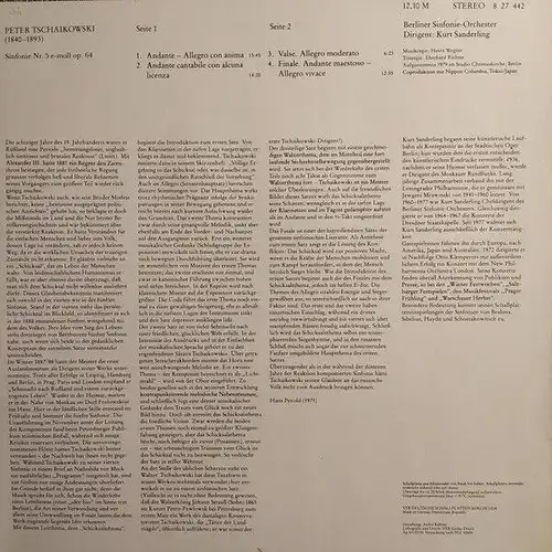 LP: Peter Tschaikowski - Sinfonie Nr. 5 E-Moll Op. 64, Eterna, 1981