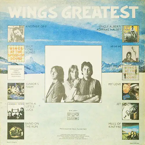 LP: Wings - Greatest, 1983, Balkanton, BTA 11011, Paul McCartney, Vinyl