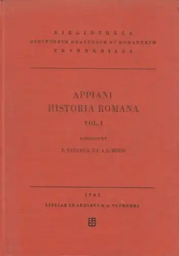 Buch: Historia Romana Vol. I, Appian. 1962, Teubner Verlag, gebraucht, gut