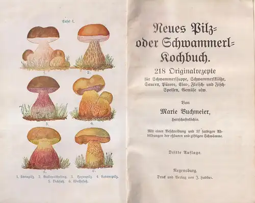 Buch: Neues Pilz- oder Schwammerl-Kochbuch, Buchmeier, Marie, Verlag J. Habbel