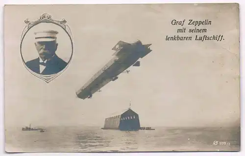 AK Graf Zeppelin mit seinem lenkbaren Luftschiff, Postkarte, J. J. Weber