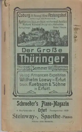 Buch: Der Grosse Thüringer - Sommer 1911, Trinius, A. ), 1911, W. Loewy, gut